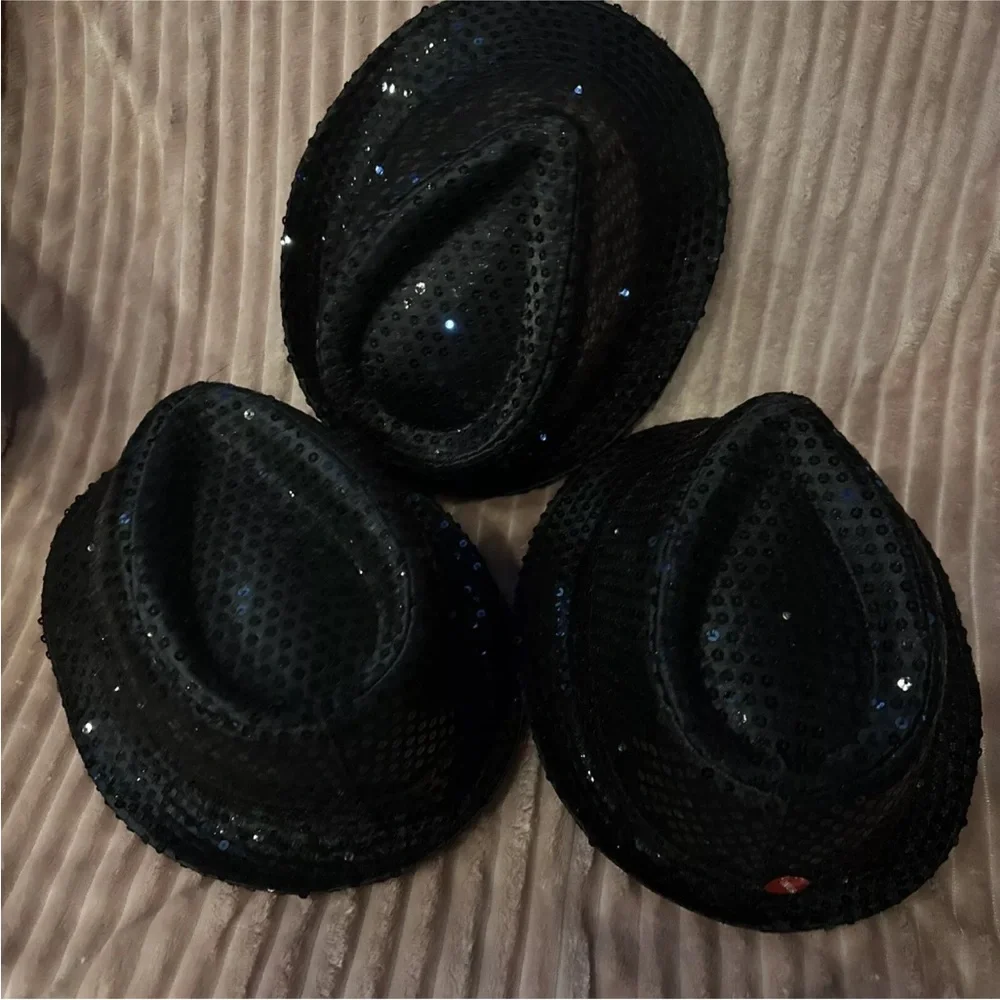 Black Sequin Fedora lot of 3